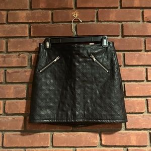 H&M Fake Quilted Faux Black Leather Mini Skirt